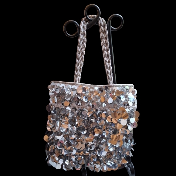 Metallic Beaded Skirt and Purse Silver Holiday Sequin Women Size Large (Bundle) - Picture 5 of 13